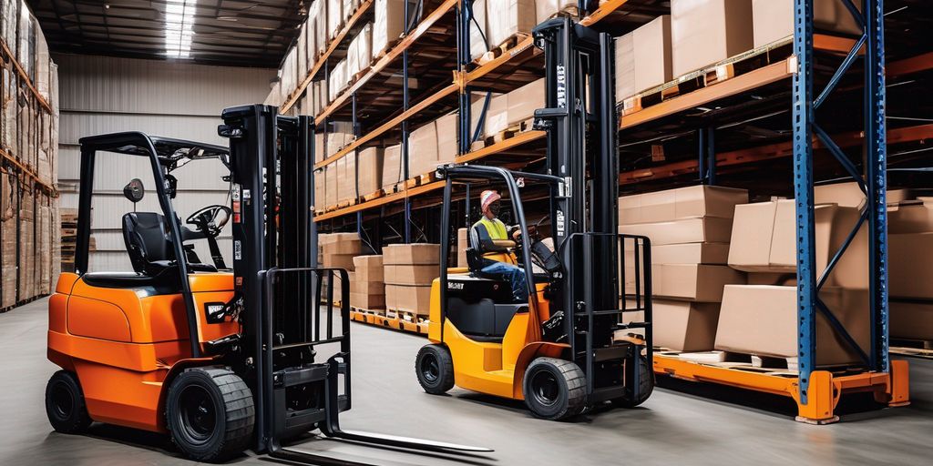 different types of forklifts in a warehouse