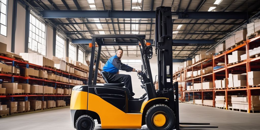 forklift in warehouse business setting